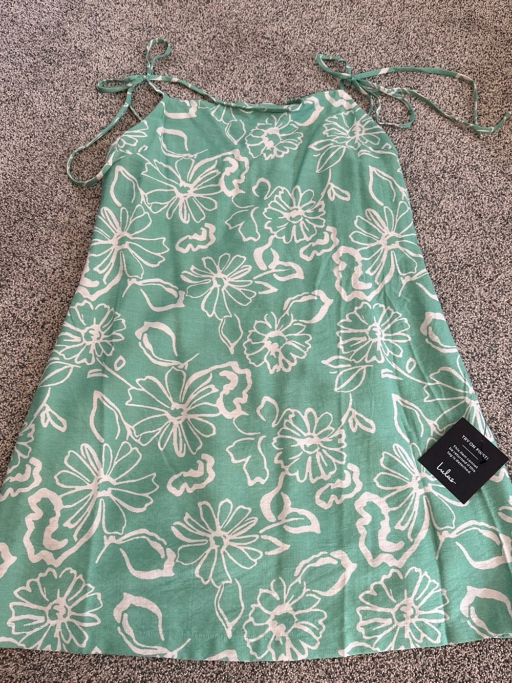 Lulu's Mint Green Floral Tie-Shoulder Mini Dress